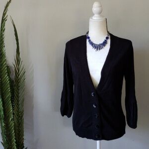 Daisy Fuentes black button-up cardigan